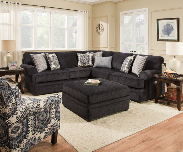 8530 Beautyrest Sectional in Macey Pewter and Bellamy Slate